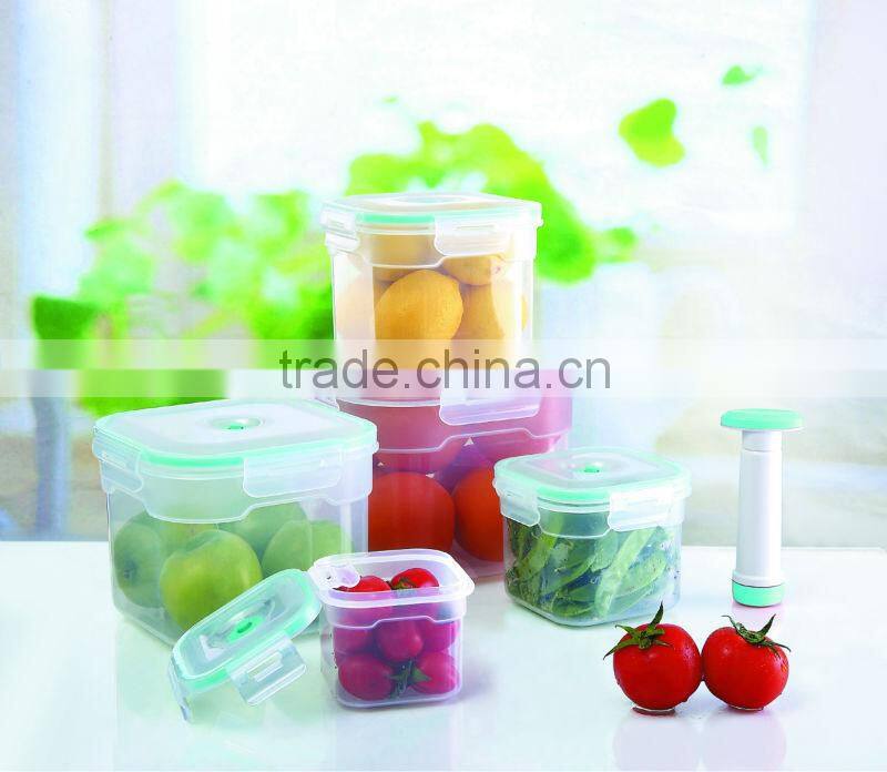 5pcs plastic vacuum food storage container set with pump