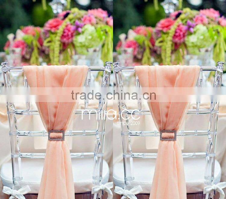 Top quality wholesale hot sale wedding chiffon chair sash wrap sash hood