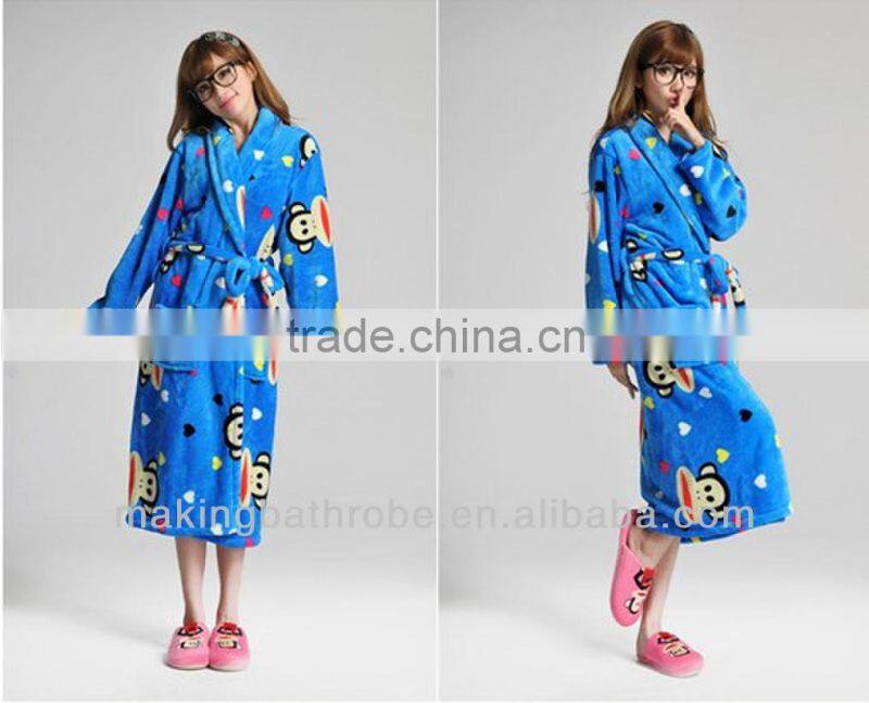 Cheap ladies' Printed flannel bathrobes