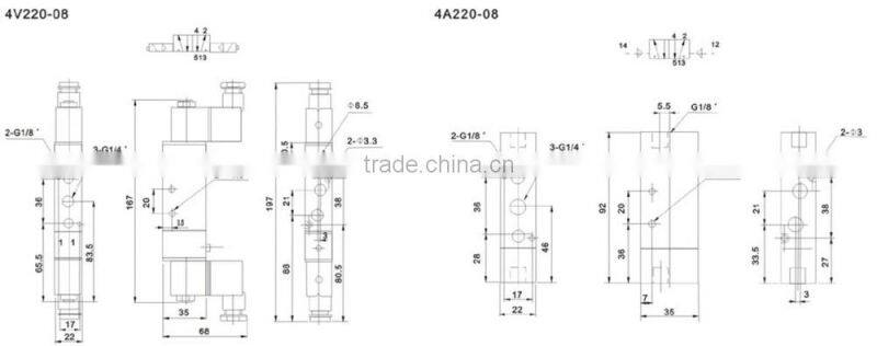 4V200 Series 24vdc airtac solenoid valve 4v230-08