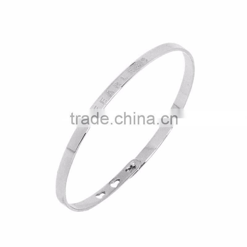Memories Bangles with Customize Design Word 'FEARLESS' with 4mm/7mm Width