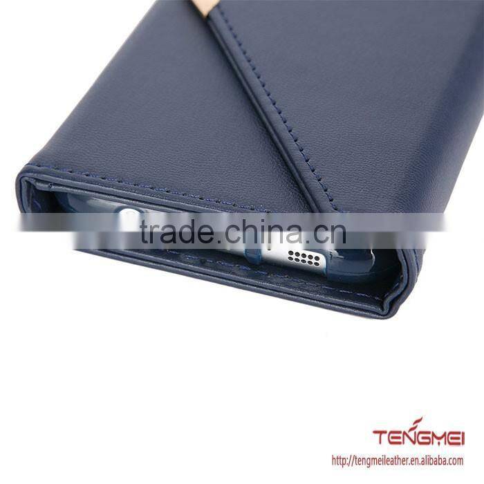 Envelope women wrist strap wallet for samsung galaxy s7 edge with magnetic cover