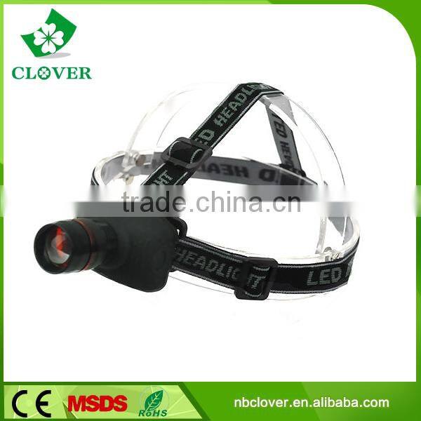 high power zoom headlamp 3*AAA battery 1W led cree headlamp manufacturers