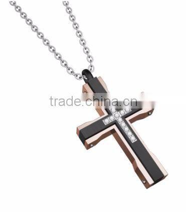 Blue 316L stainless steel jesus pendant titanium Cross pendant for men