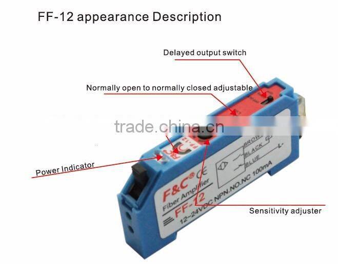 FF-12H high speed NPN 12-24V DC fiber optic amplifier with potentionmeter