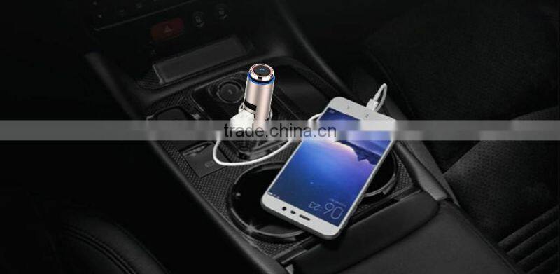 dual usb car charger 12v car battery charger phone car charger with bluetooth earphone