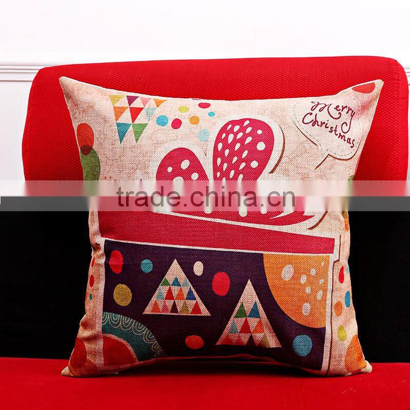 2016 Newest Design Linen Cotton Christmas Gift Cushion Cover Home Decor Bed Sofa Throw Pillow Case 17.8"x17.8"