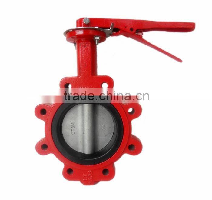 Cast Iron single through stem water, gas media with no pin high quality lug butterfly valve