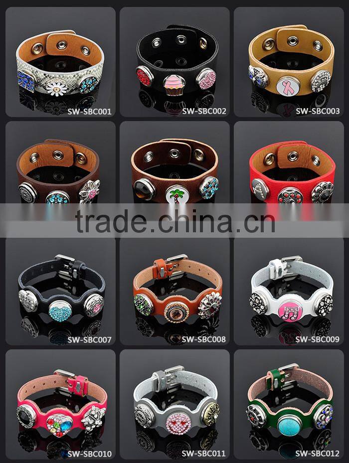 Hot New Products For 2015 Snap Button Faux Leather Bracelet