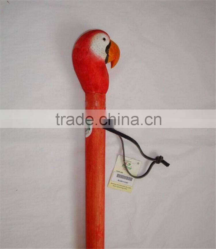 Carved animal head straight wooden mountain climbing stick