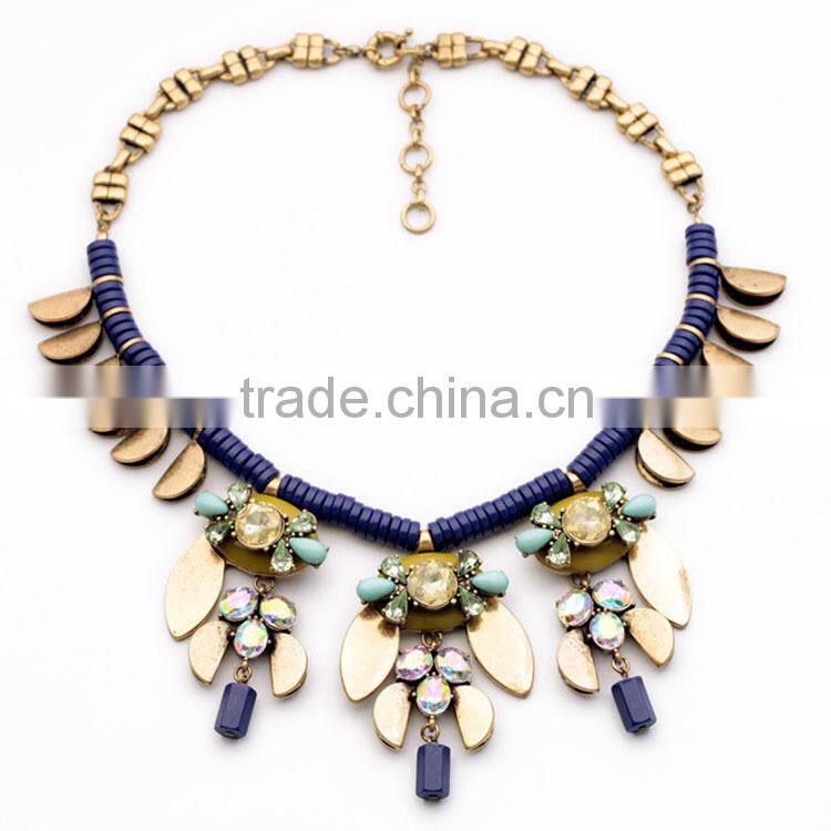 Fashion jewelry set -- bug wing shapped with dark blue stone and crystal
