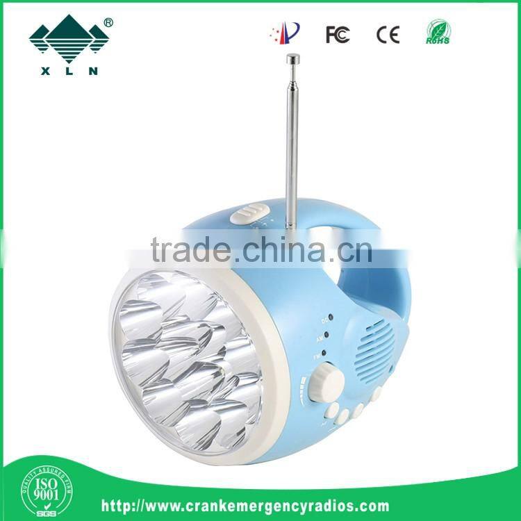 Emergency portable dynamo led flashlight with radio