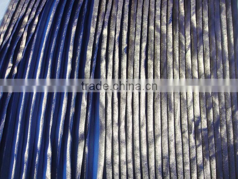Evening dresses fabric golden embossing bronzed fabric pleating dresses fabric for fashion women clothing