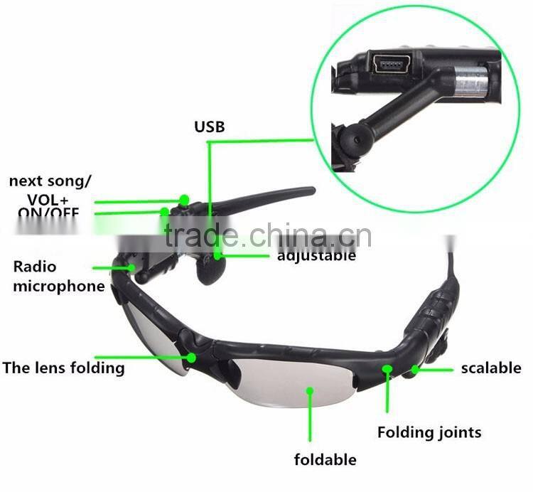 Wireless Headphones Bluetooth 4.0 Sunglasses Bluetooth Headset Earphone Stereo Music Handsfree Earphone