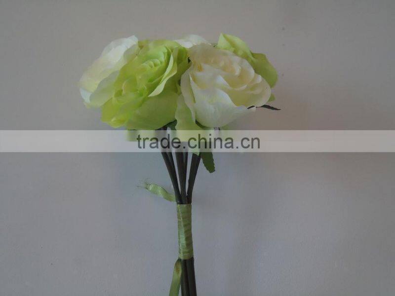artificial wedding flower rose bouquet with 6 head