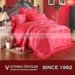 dark pink wedding jacquard bedding duvet sheet set