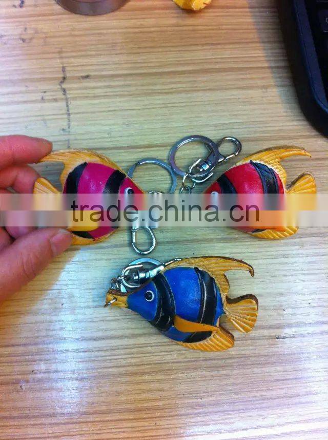 Wholesale promotion personal Handmade Soft leather animal key chain