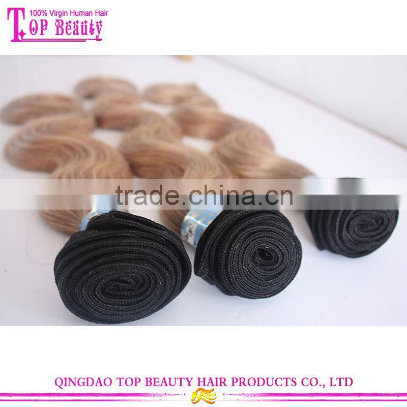China Hair Supplier #1b/#27 Ombre Color 100% Virgin Malaysain Body Wave Hair
