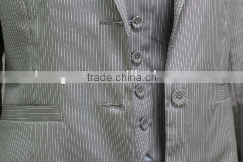 2014 Spring Jacket Women Garment Long-Sleeve Turn-Down Collar Striped Light Grey Formal Jacket And Vest 2 Piece Set