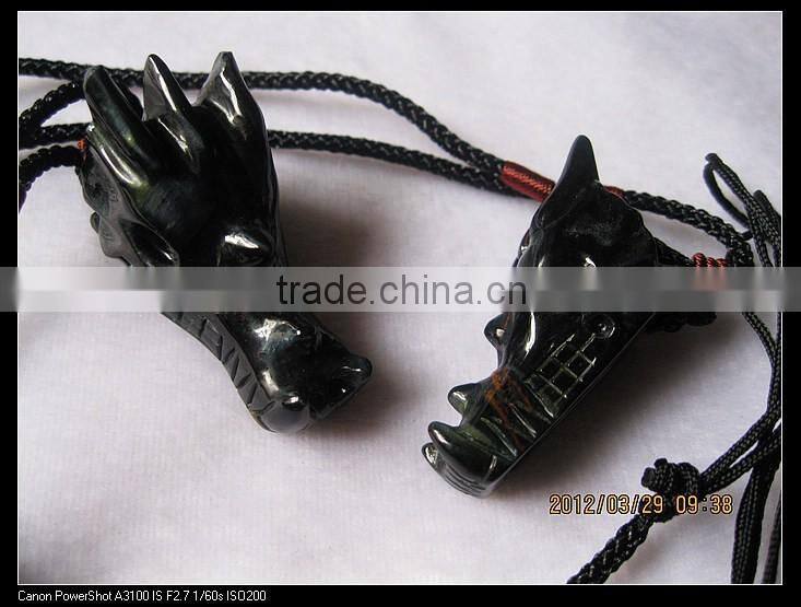 Amazing nature obsidian dragon head pandent crystal quartz