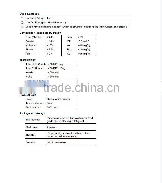 Pea Fiber 100mesh Food Grade 20KG/BAG with ISO22000 Pea Fiber