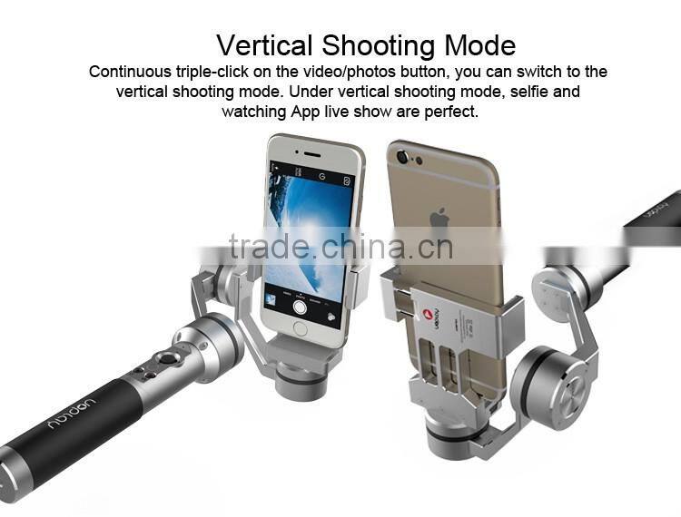 Factory supply Uoplay 3 axis gimbal stabilizer for iPhone 6 Plus and Go pro 3 3+ 4