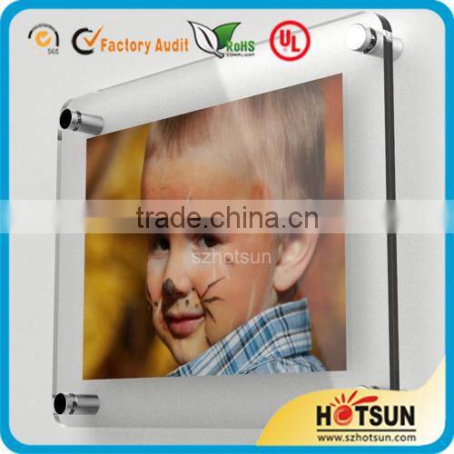 Custom screw design acrylic wall mounted photo frame