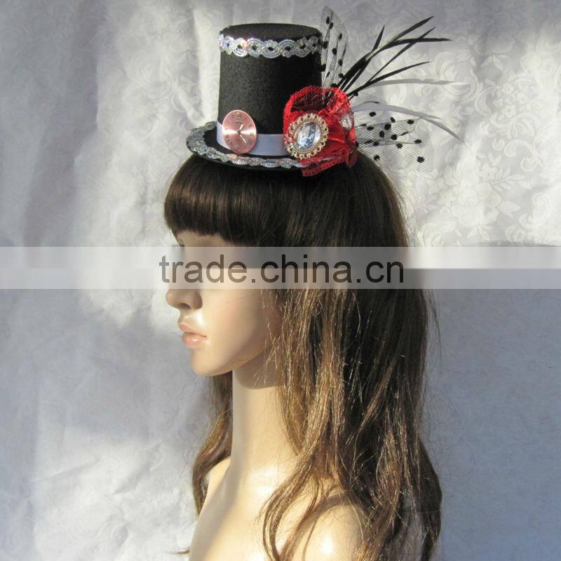 MYLOVE girls' flat black felt top hat MLGM008