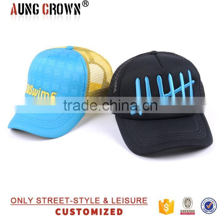 3D embroidery custom snapback mesh trucker cap and hat