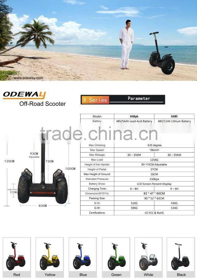 Odeway 72v Samsung battery lithium 2 wheels self balancing off road electric scooter 2000w