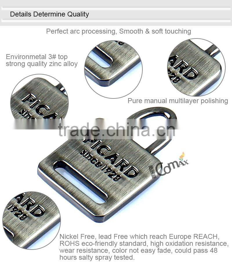 Mini rectangular alloy brush gun metal custom zipper puller
