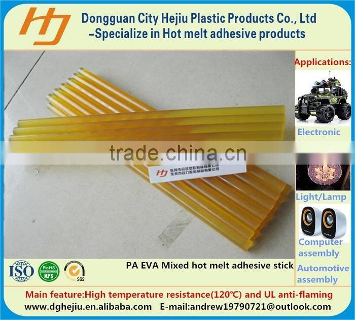 China PO/EVA Amber yellow hotmelt adhesive glue stick for handicraft