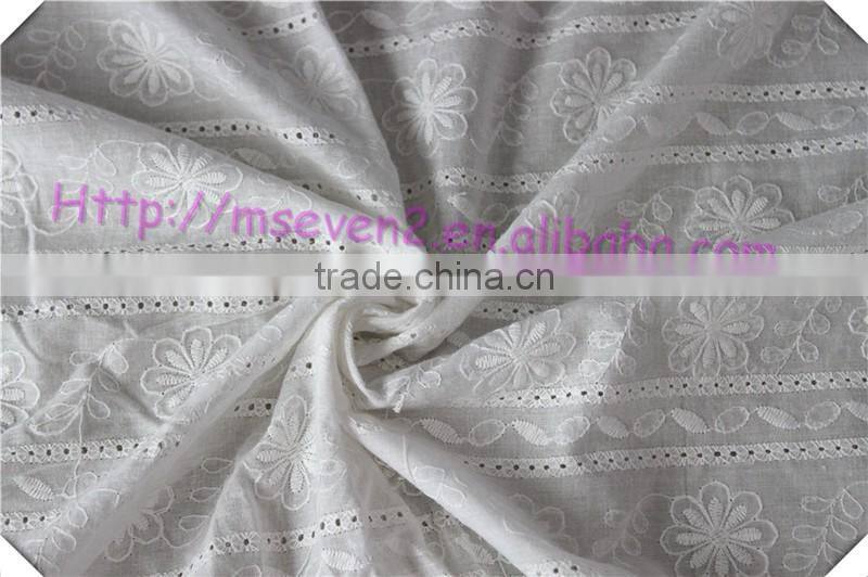 100% cotton combed flower fabric with lace embroidered lace fabric china