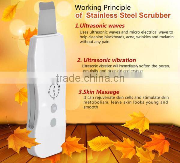 handheld Rechargable Ultrasonic Skin Scrubber portable/ultrasonic face scrubber