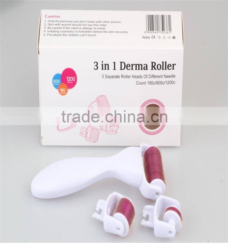 Golden derma roller 3 in 1 system derma roller for facial use derma roller rechargeable