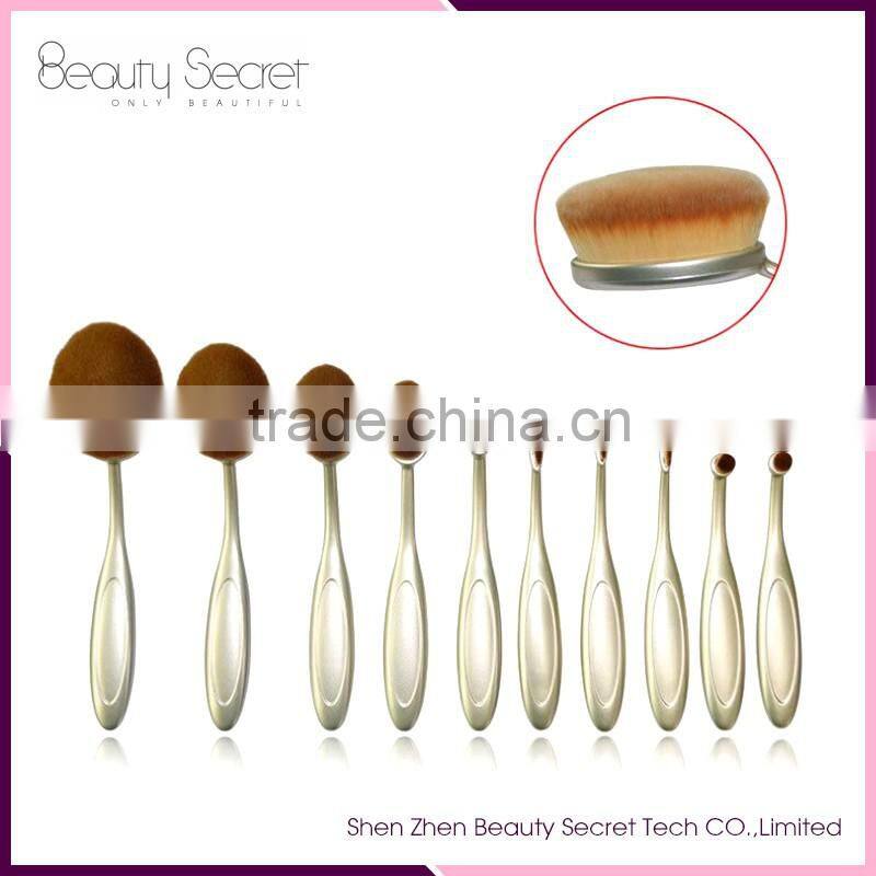 Oval multi-purpose 10 pcs makeup brush set