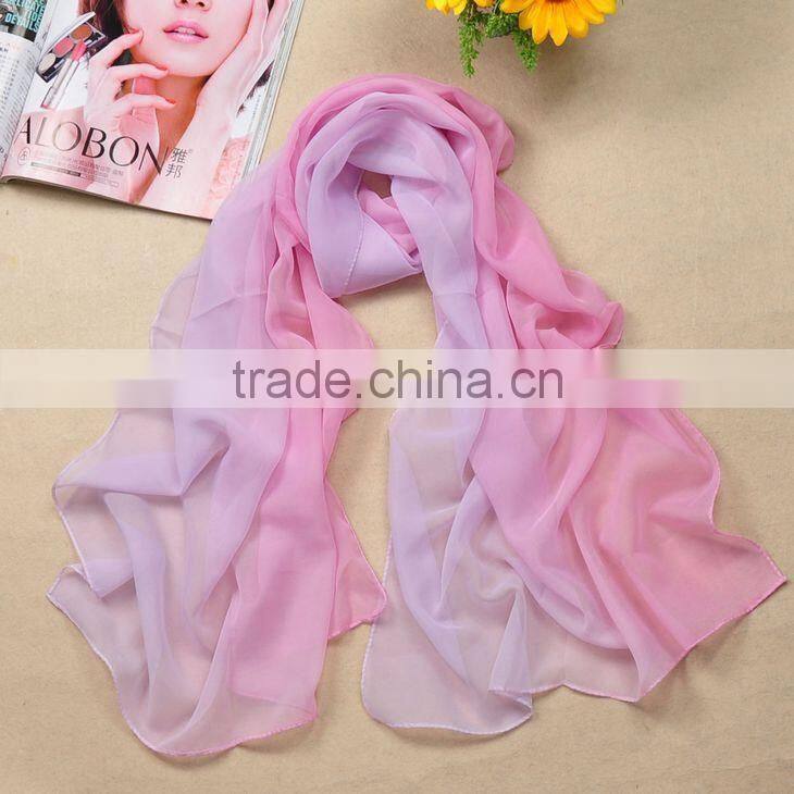 2014 Fashion Women Girls Gradient Wrap Lady Shawl Stole Silk Chiffon Scarf Wholesale