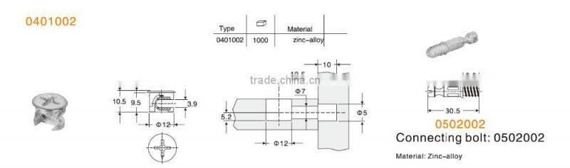 zinc-alloy connecting eccetric cam furniture fittings