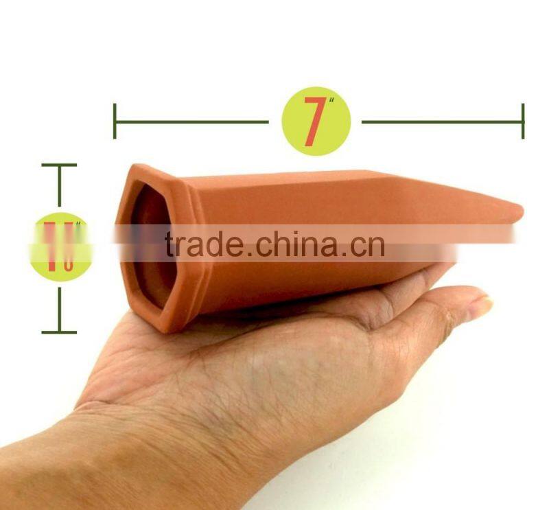 Terracotta Plant Watering Count Wine Bottle Stake Set