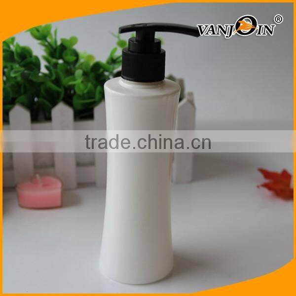 200ml Waist Shaped White Lotion Bottle with Black Pump