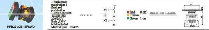 HEIGHT PUSH BUTTON SWITCH HPB22-30E-11FSWD/FLUSH PUSH BUTTON