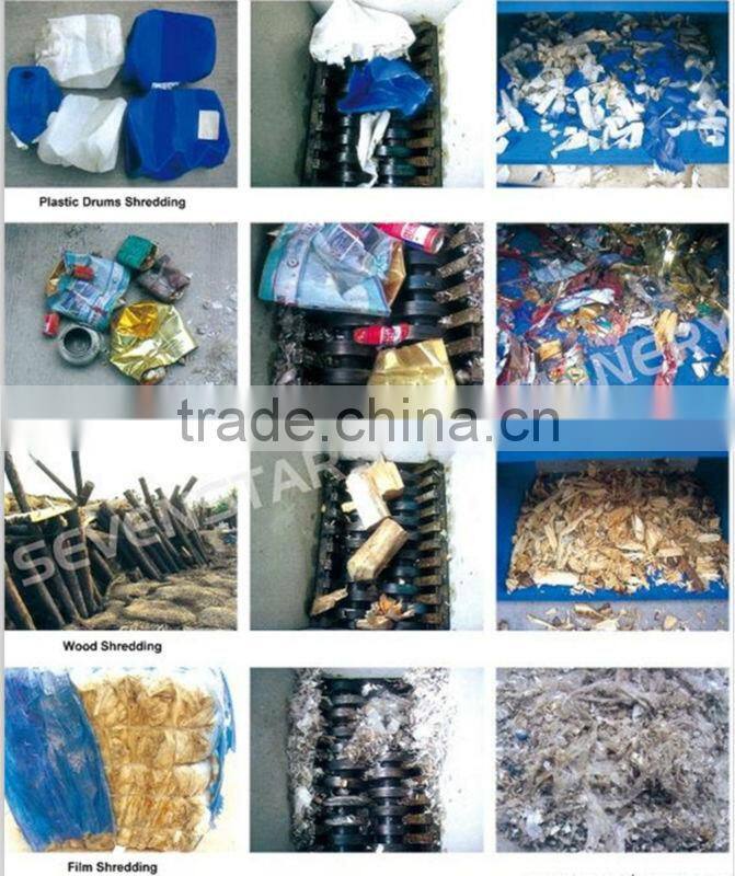 plastic double shaft shredder for drum container cardboard pallet