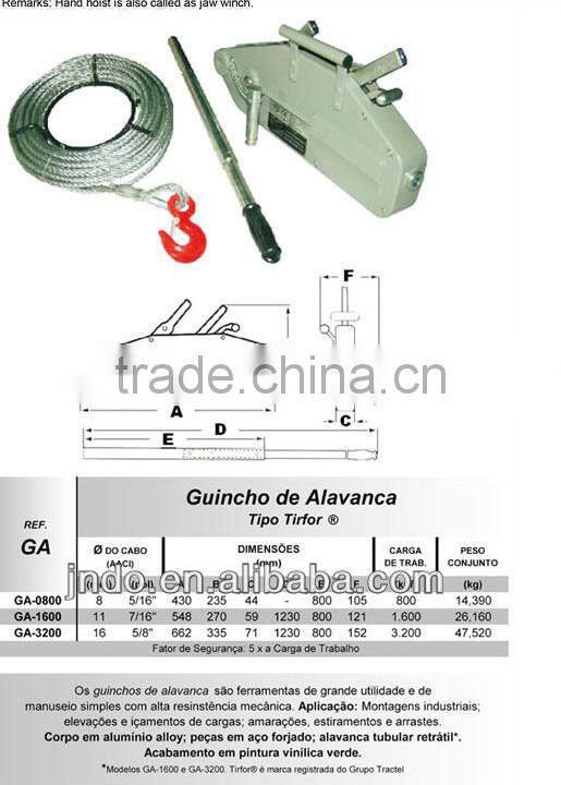 portable tirfor 3.2 ton hand winches
