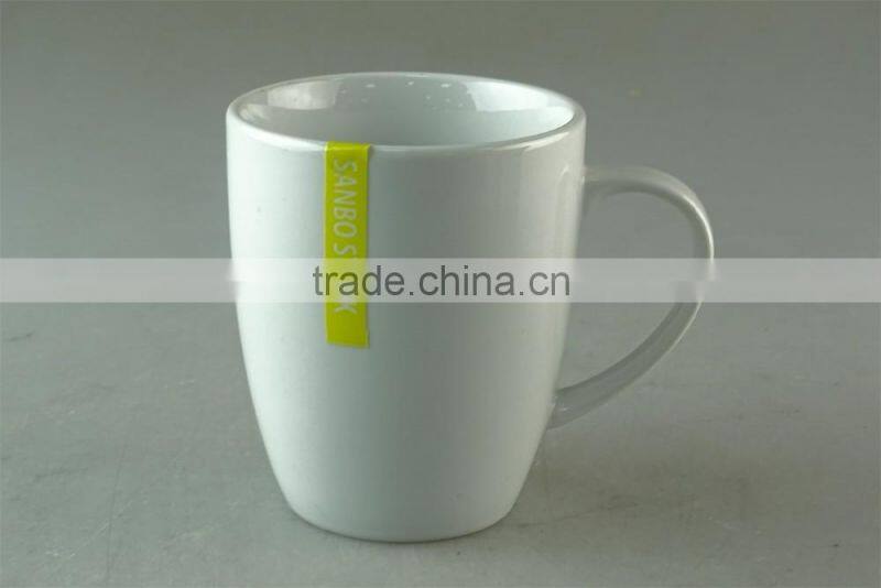 350ml white ceramic coffee mug in stock for promotion