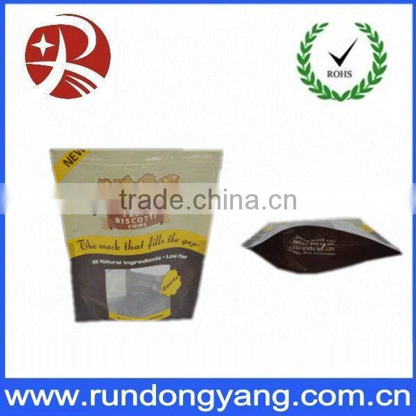 Yellow Plastic Custom Printed Stand Up Zip Pouches For Cookies