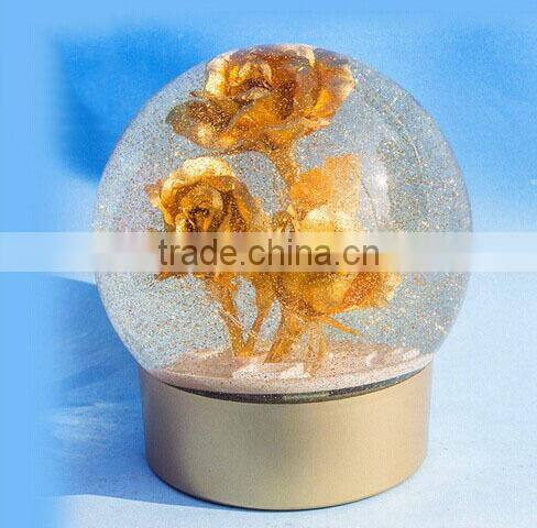 Italy souvenirs snowflake ball with golden rose snow globes souvenir