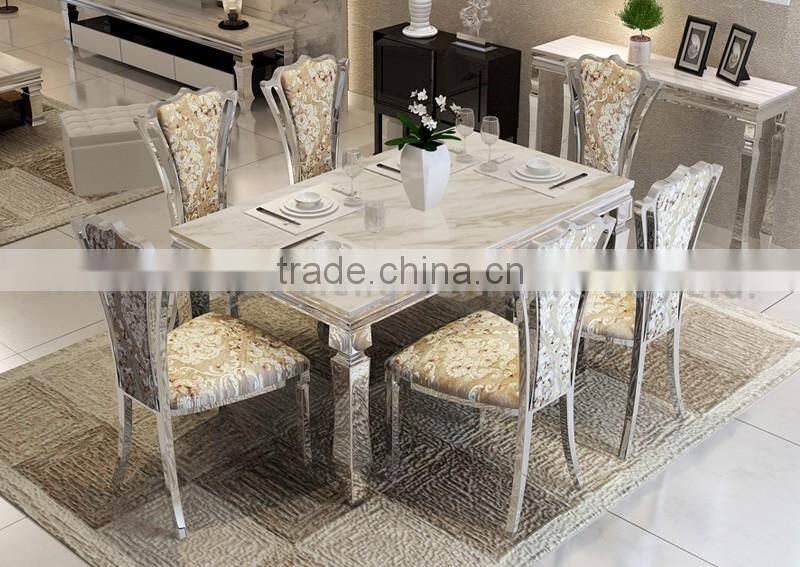 Latest Design Marble Stainless Steel Hot Pot Table