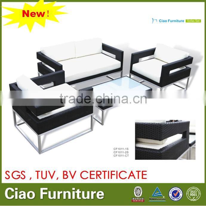 new design rattan sofa 4 pc Leisure aluminum frame outdoor furniture used garden sofa set