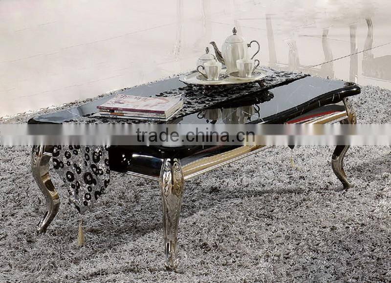 golden color stylish stainless steel center coffee table/modern furniture B109