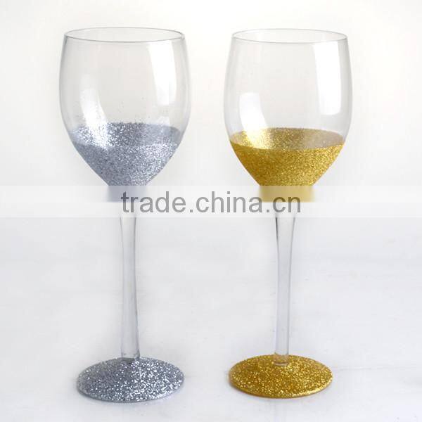 Hot Sale Red Wine Glass with silver or gold deco